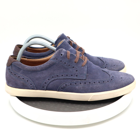 Cole Haan Joshua Wingtip Mens Shoes Size 10M Blue Suede Oxford Lace Up C13806 - Picture 1 of 13